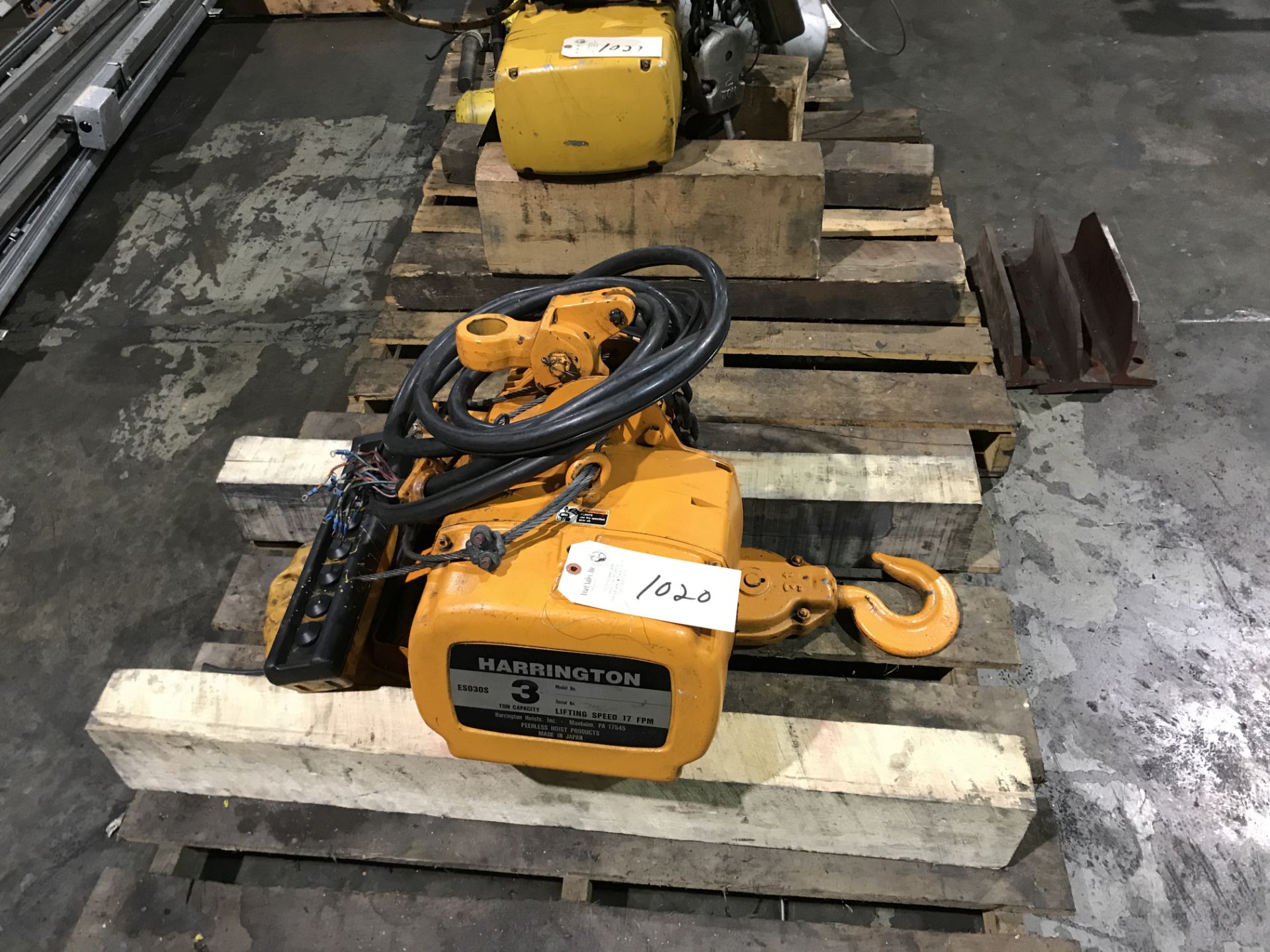 Harrington 3 Ton Electric Hoist with Pendant Control