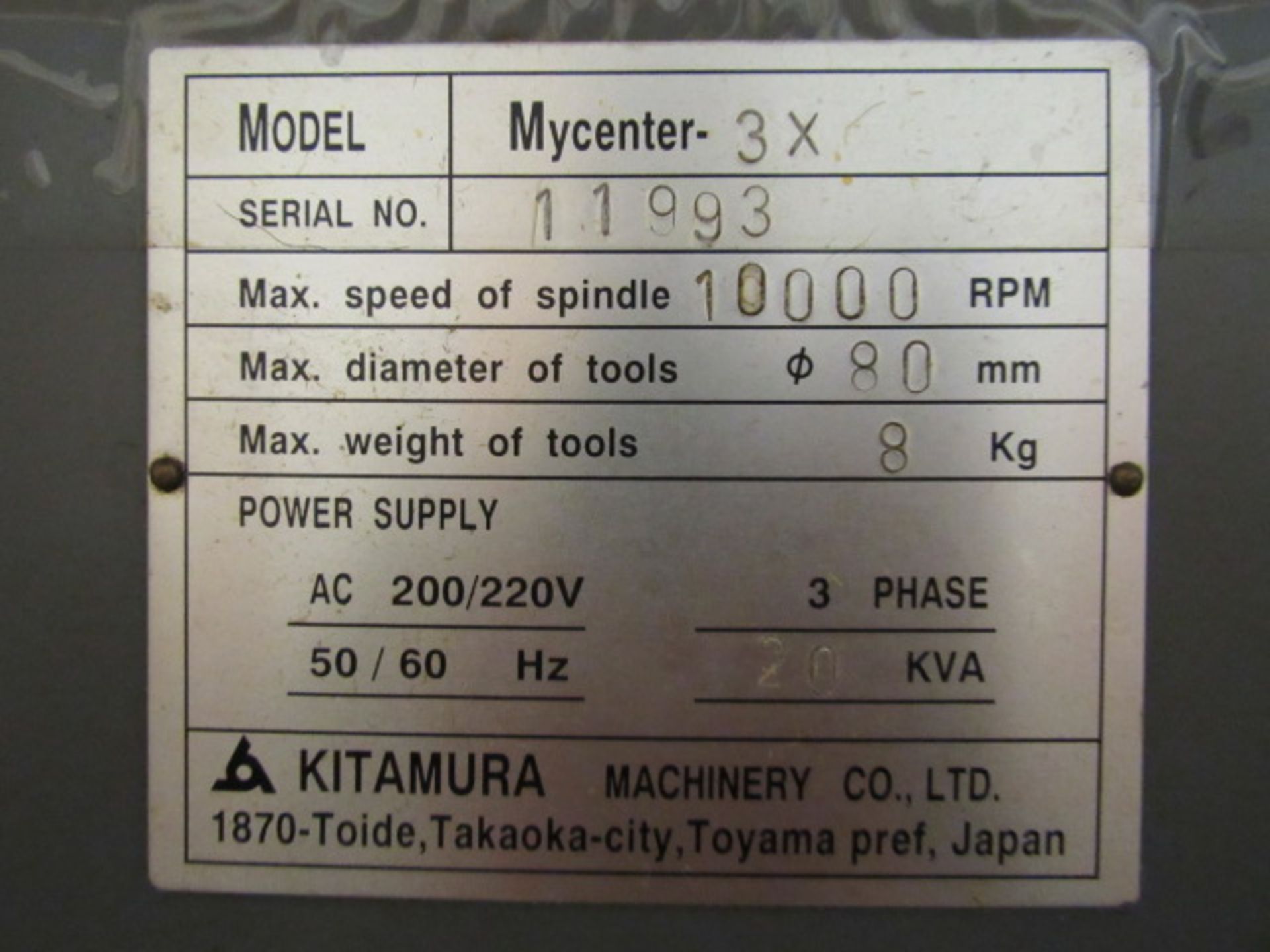 Kitamura MyCenter 3X Wired for 4th Axis CNC Vertical Machining Center - Image 7 of 8