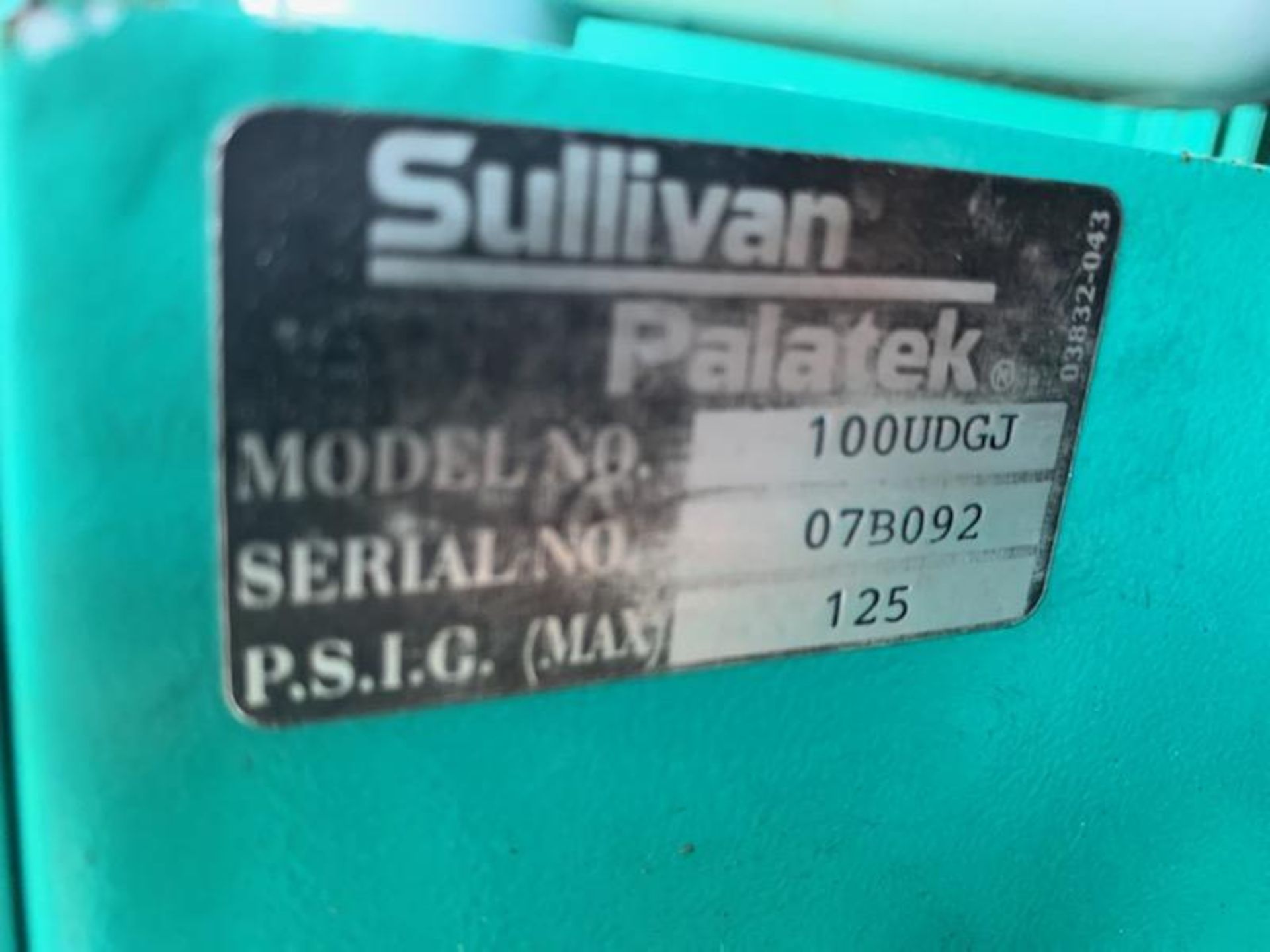 Sullivan Palatek 100UDGJ Rotary Screw Air Compressor with Air Dryer - Image 4 of 7