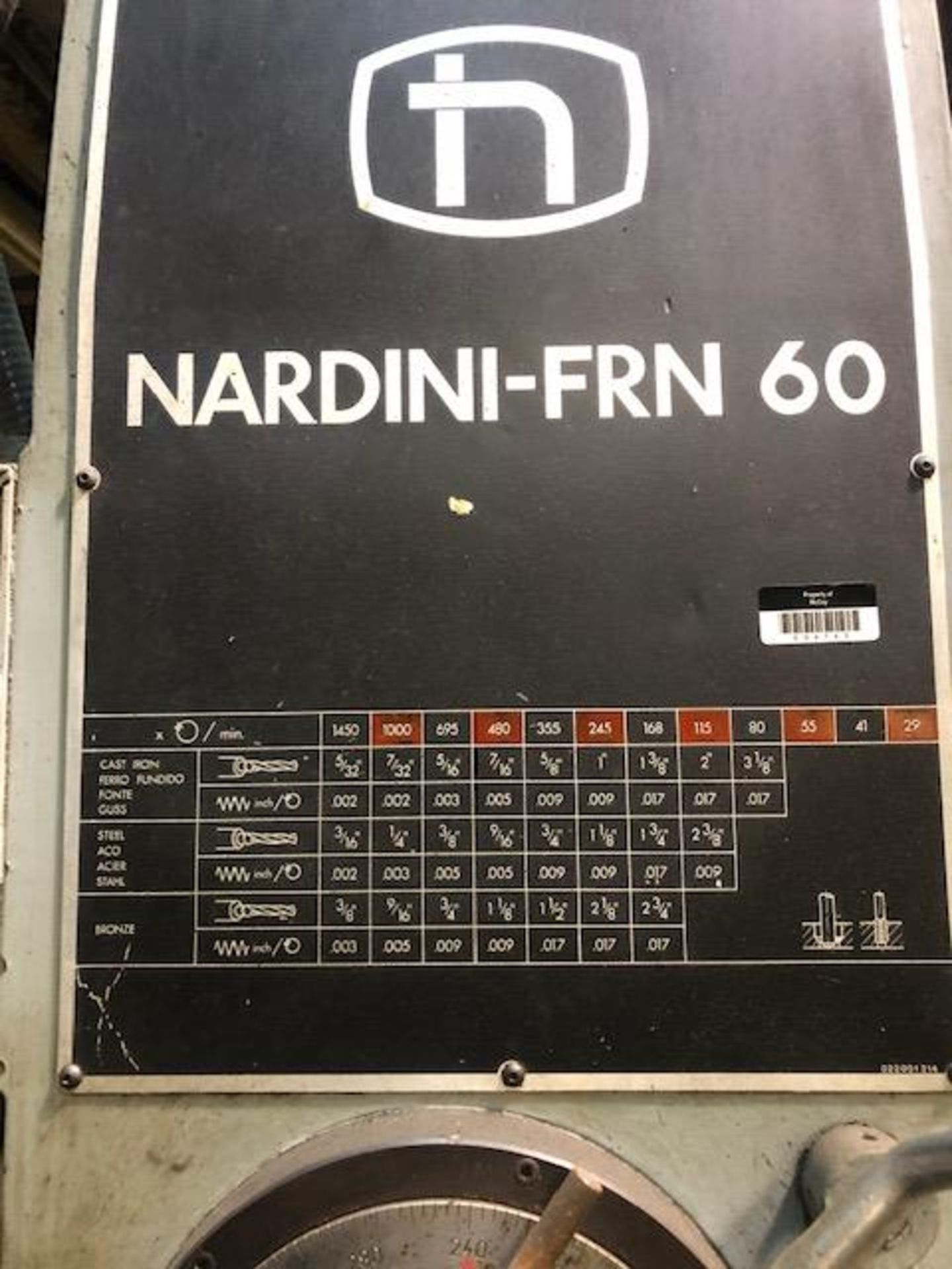 Nardini Model FRN60 6' Radial Arm Drill - Image 3 of 5