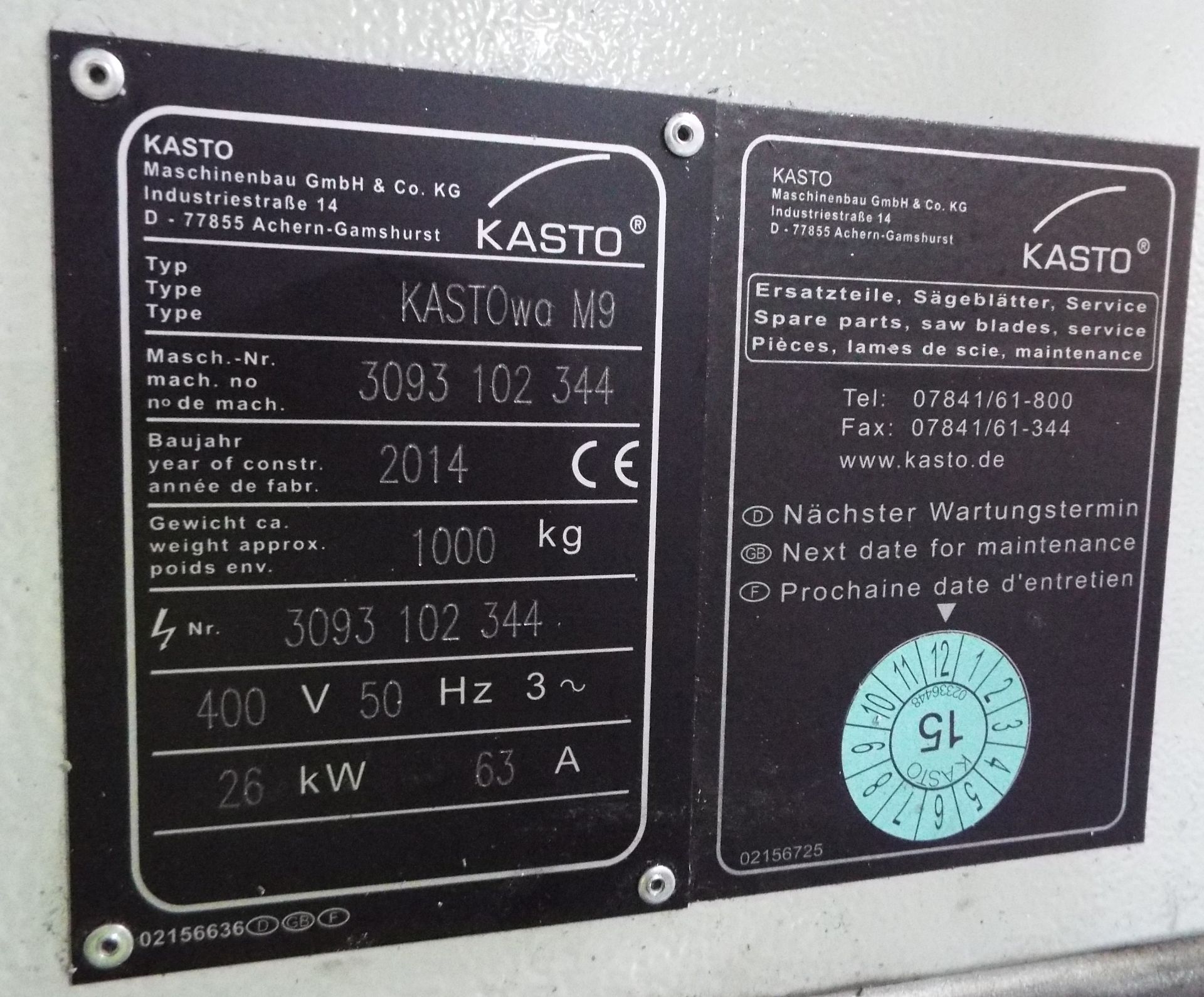 KASTO Wa M9 Automatic Hydraulic Circular Saw - Image 2 of 10