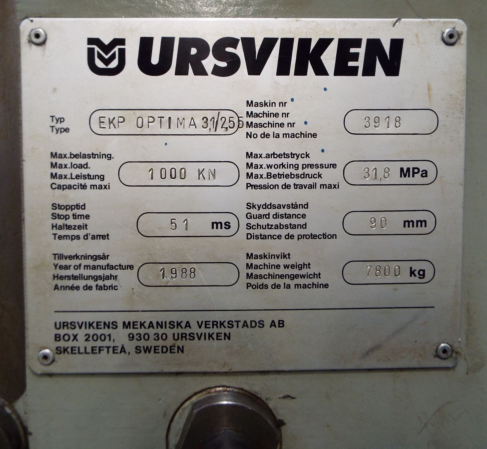 Ursviken Optima 3.1/2.55 Hydraulic Pressbrake. - Image 5 of 19