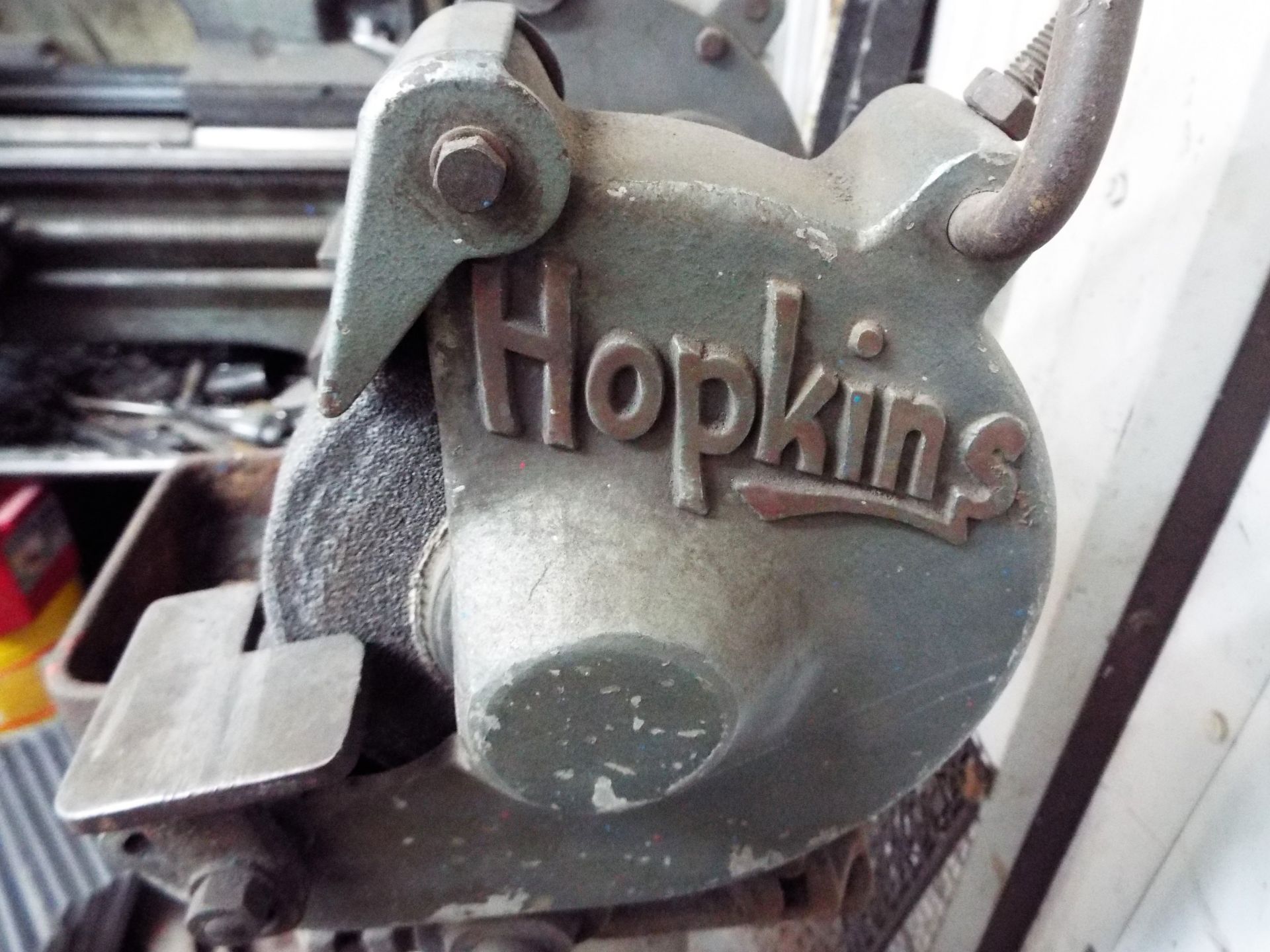 SOLD - E C Hopkins Twin Wheel Pedestal Grinder - Image 3 of 3
