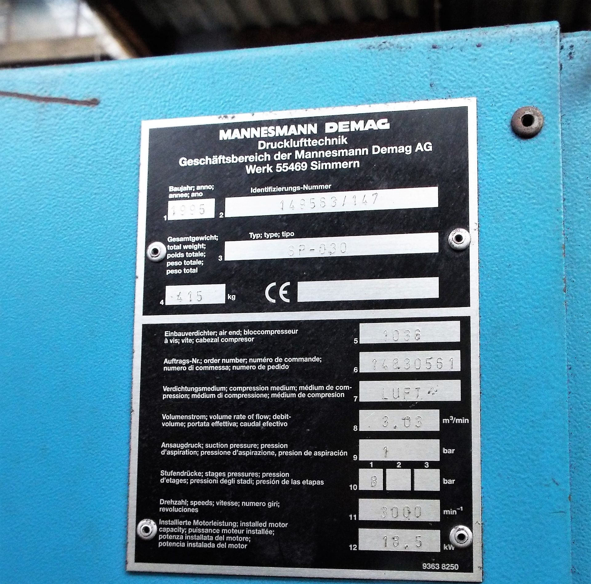 Mannesmann Demag Sprint 030 Compressor. - Image 2 of 3