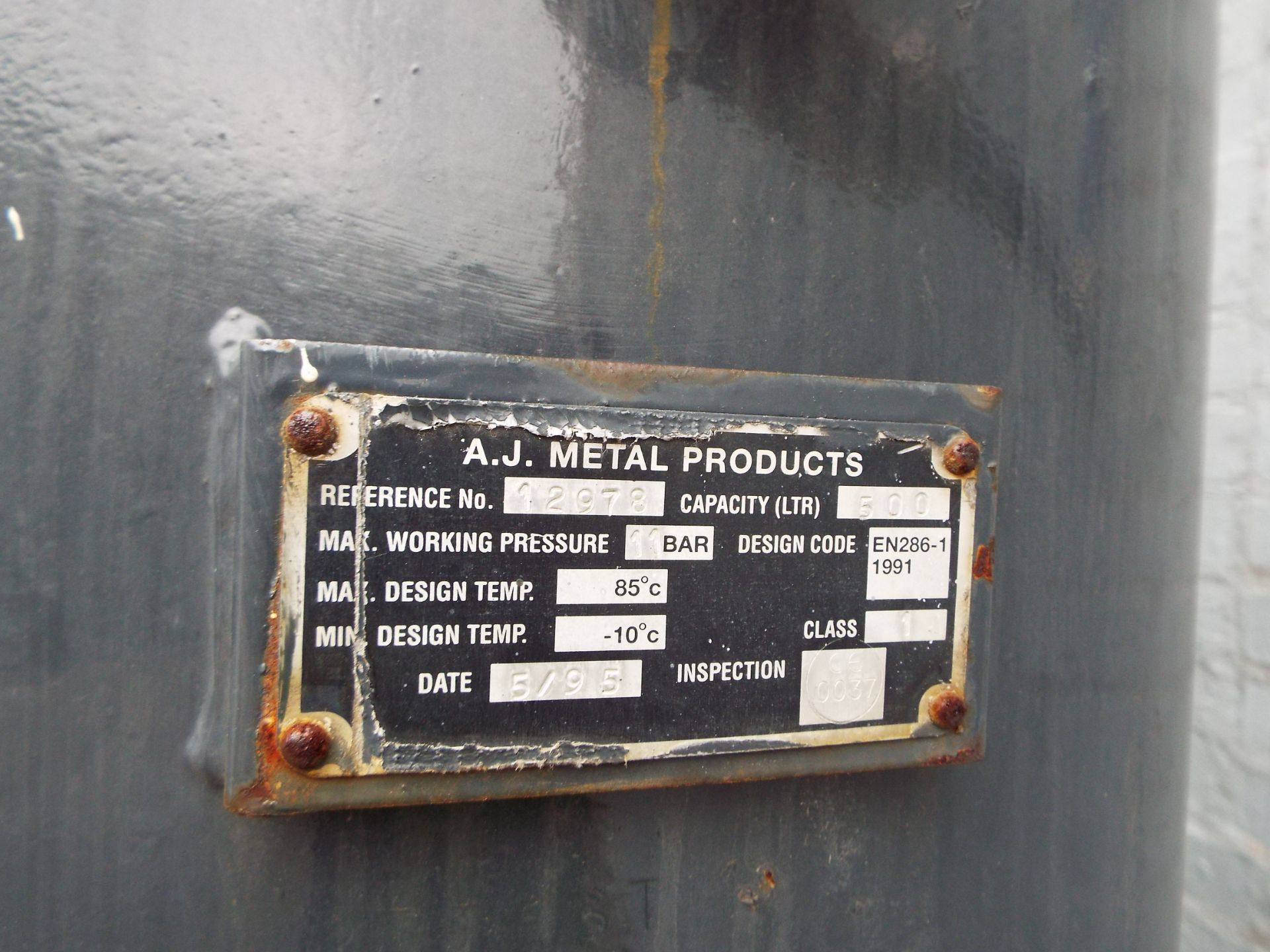 A J METALS AIR RECEIVER - ITEM WITHDRAWN - Image 2 of 2