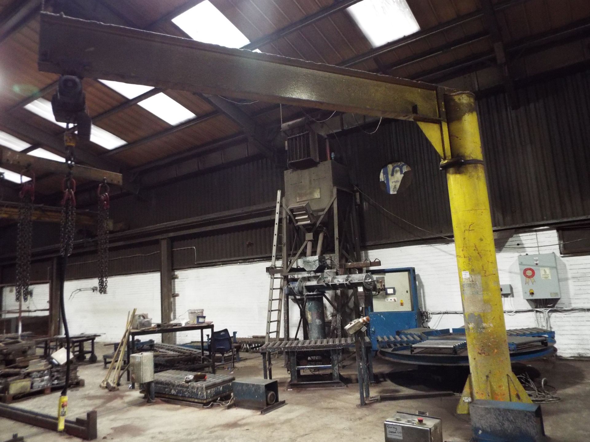 Floor Mounted Swing Jib cw Demag 500Kg Pendant Controlled Hoist.