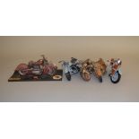 5 unboxed Motorcycle models in 1/10 scale including a Franklin Mint U.S. Navy Harley Davidson, a '