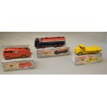 3 boxed vintage Dinky die-cast models; #933 Leyland Cement Wagon, #942 Foden 14 Ton Tanker "Regent",