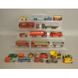 21 unboxed playworn Dinky Toys, mostly trucks and vans of various types although does include a