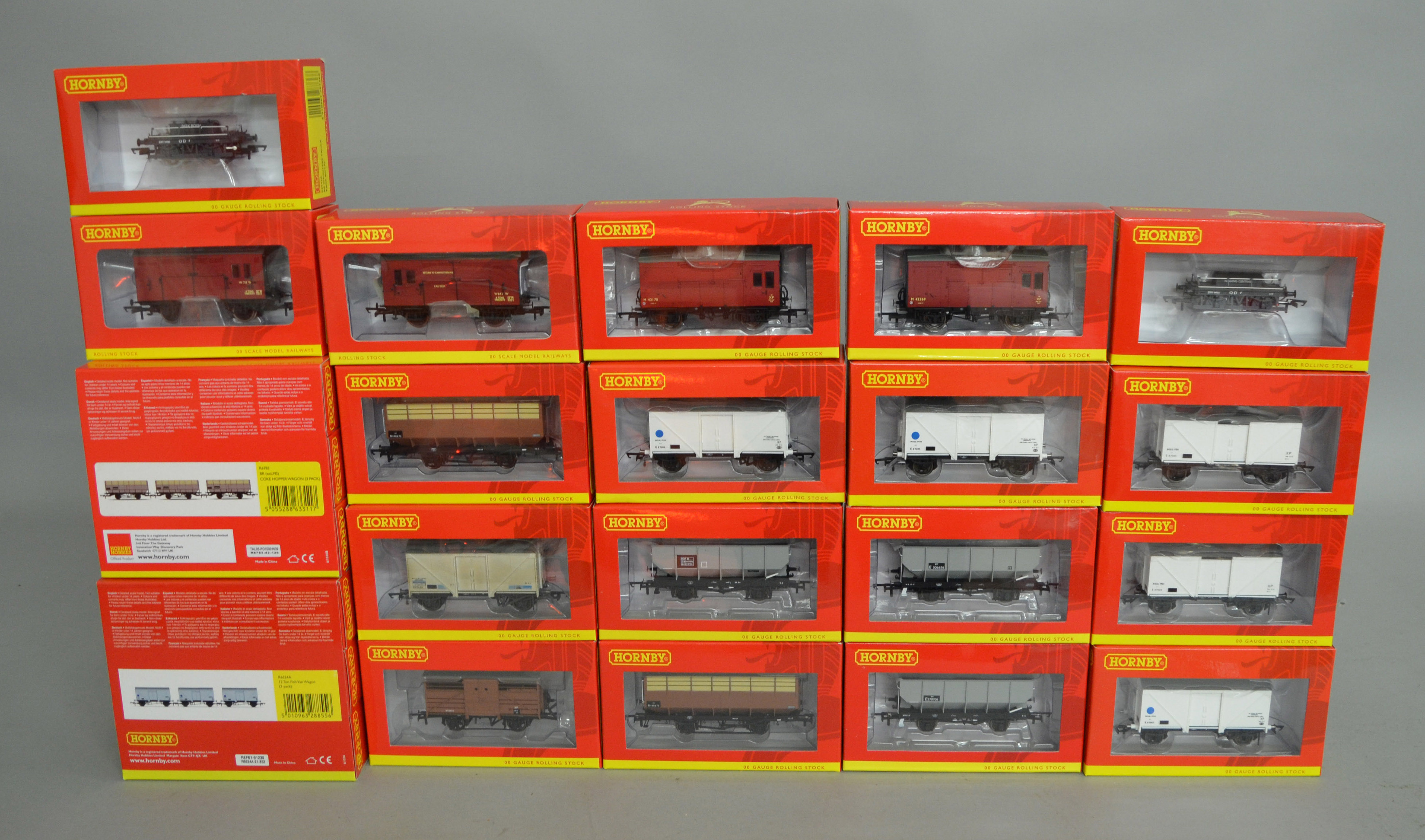 OO Gauge. 24 boxed Hornby Wagons of various types including ex LMS Coke Hopper Wagons, 'Blue Spot'