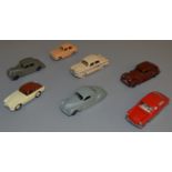 7 unboxed vintage die-cast Dinky models; Buick, #163 Volkswagen 1600, #160 Austin A30, Lincoln