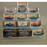 13 boxed Minichamps 1:43 scale diecast model cars including #2030 BMW M3, #430 033521 Mercedes E-