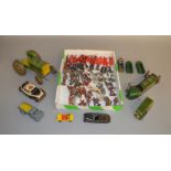 7 unboxed tinplate and diecast models with varying degrees of play wear, some with damage and/or