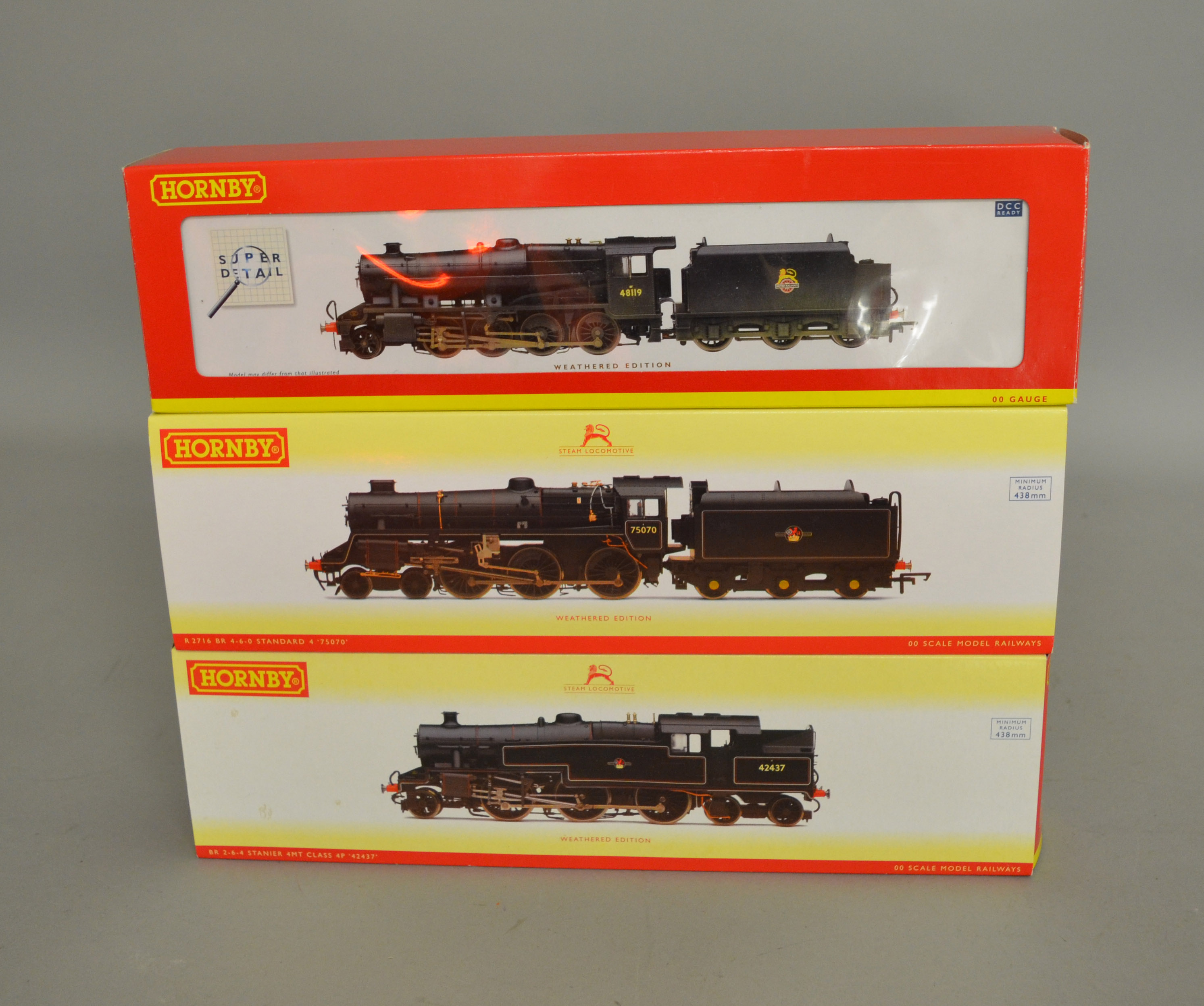 OO Gauge. 3 boxed Hornby DCC Ready 'Weathered Edition' Locomotives, R2395A BR 2-8-0 Class 8F '
