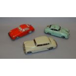 3 unboxed tinplate models including an unbranded Mercedes Saloon and two Porsche models, one by