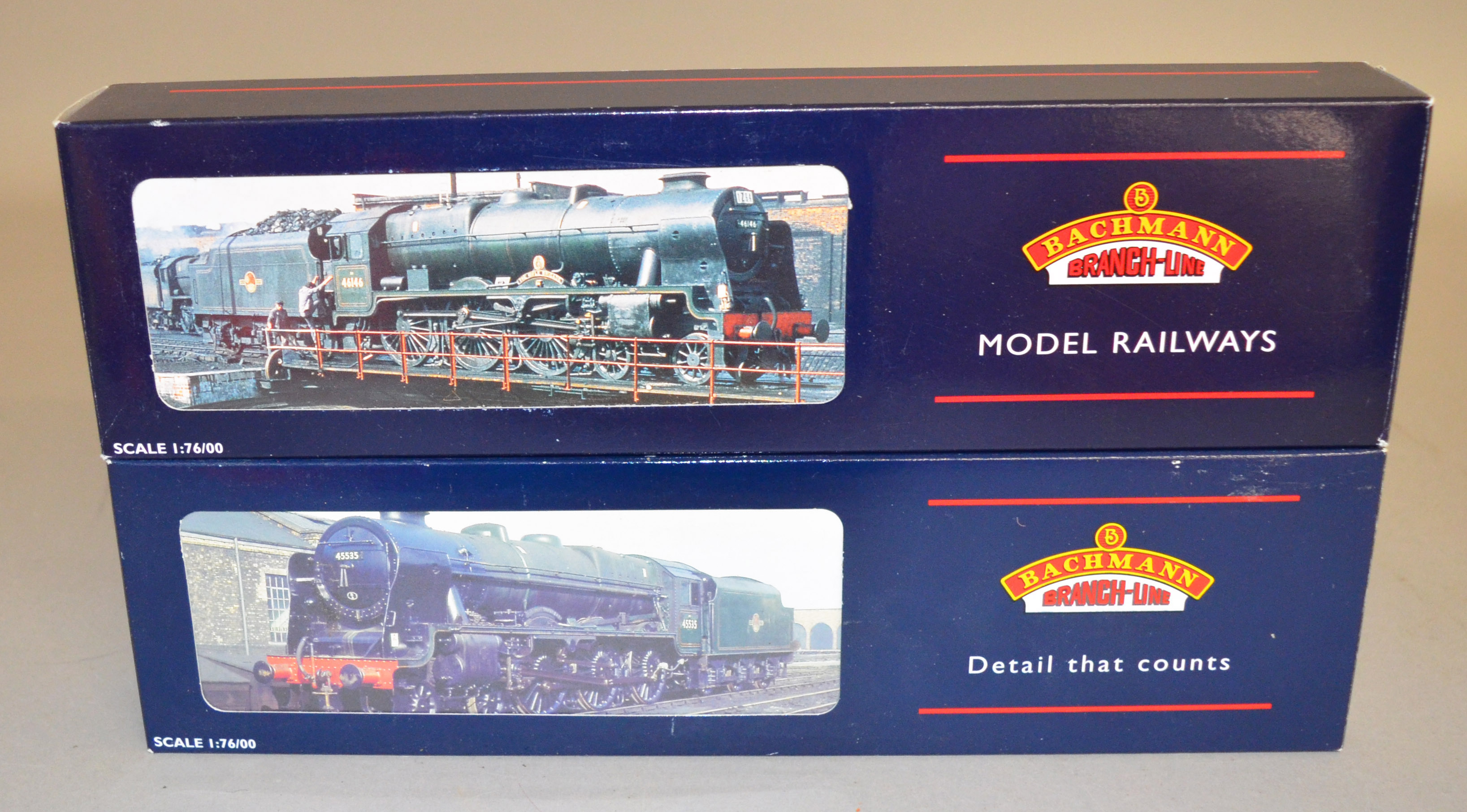 OO Gauge. 2 boxed Bachmann 4-6-0 BR lined green Steam Locomotives, 31-203 Rebuilt Patriot Class '