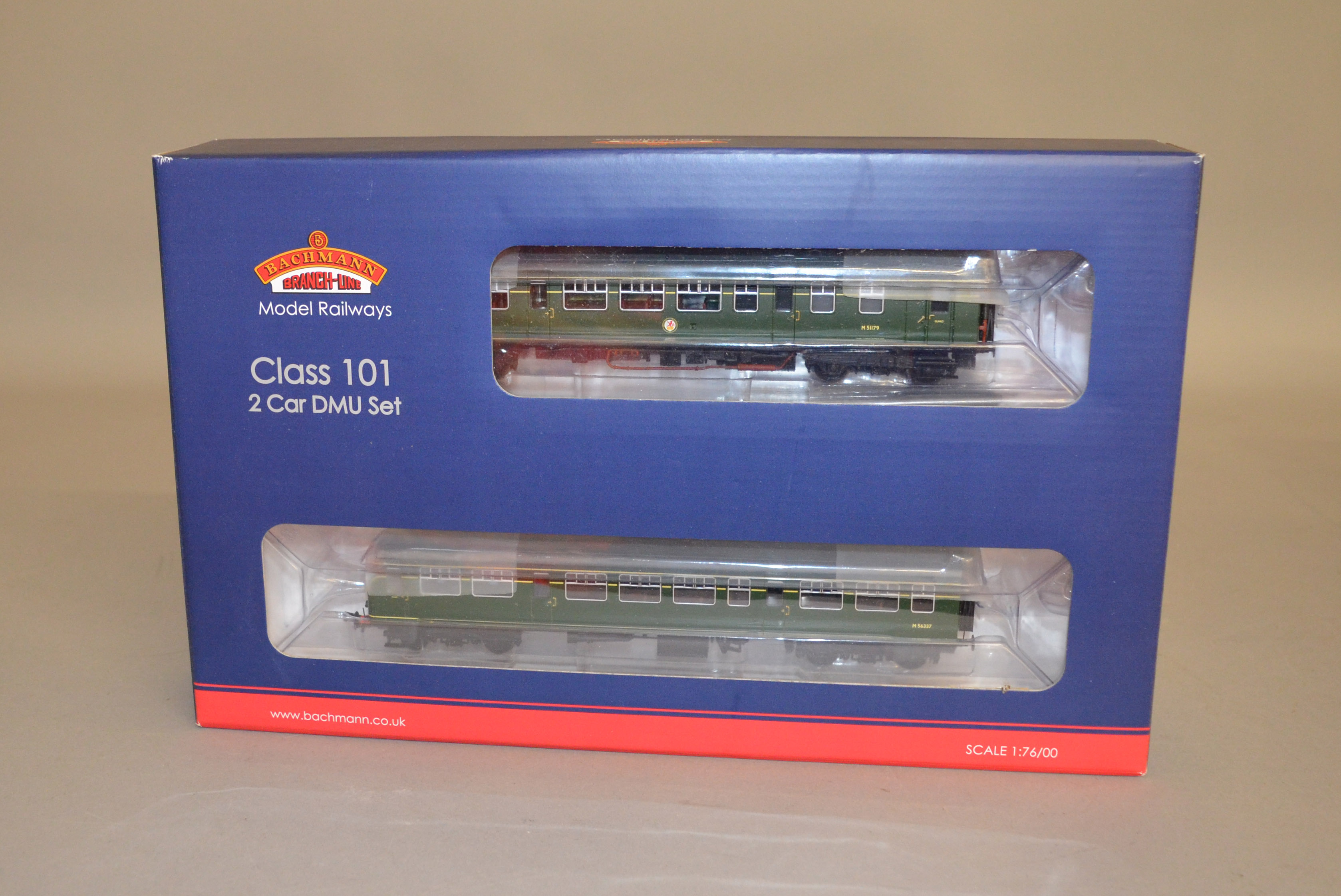 OO Gauge. A boxed Bachmann 32-286 (DCC Ready 21 Pin) MCW Class 101 2 car DMU Set in BR green with