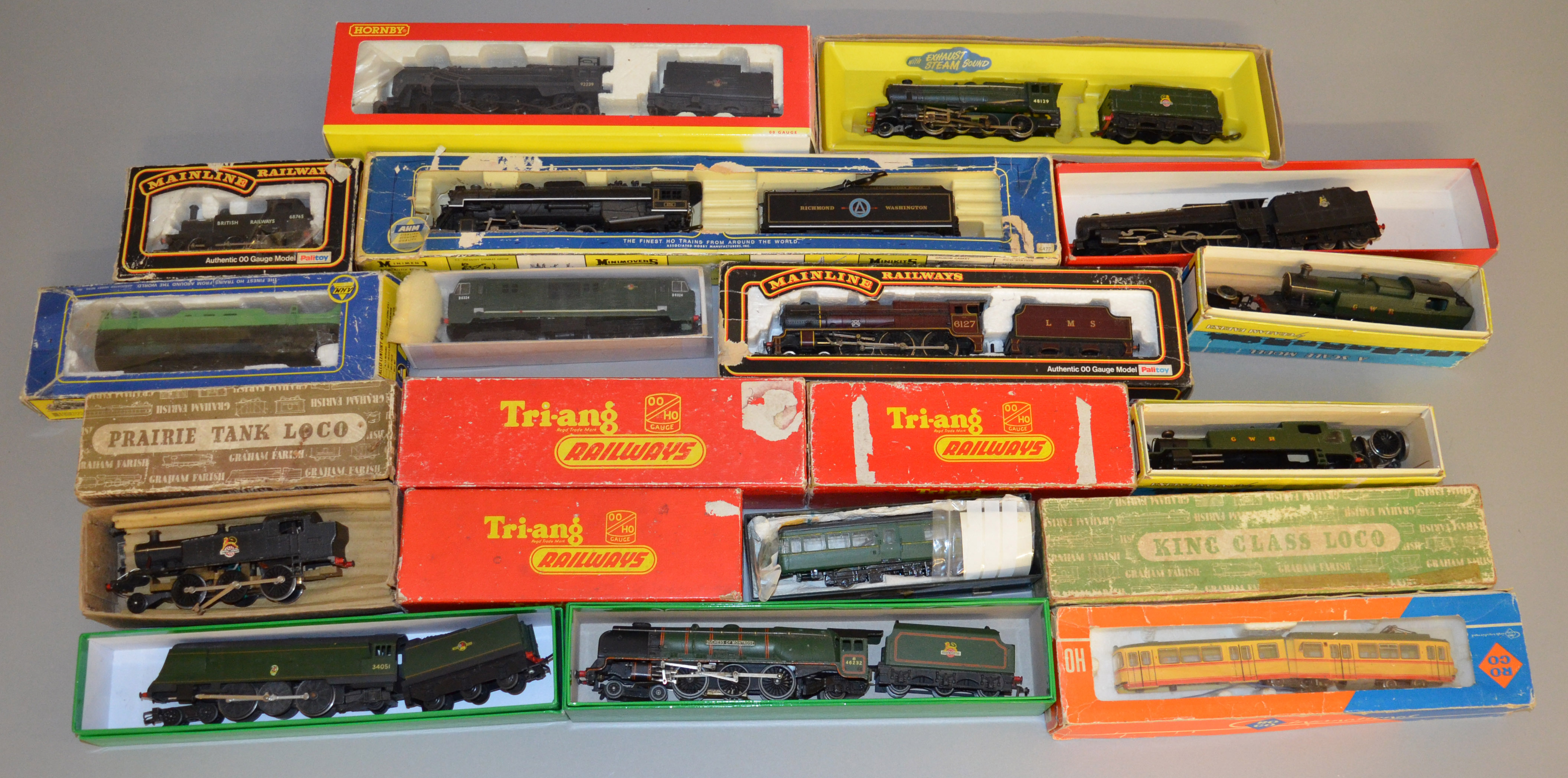 OO/HO Gauge 18 boxed Locomotives by Palitoy, Graham Farish etc, some are in original boxes, includes