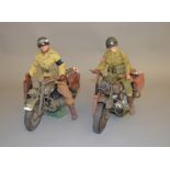 Two unboxed 1:6 scale Motorcycle models, a Harley Davidson and an Indian, and each comes with a