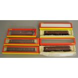 OO Gauge. 3 boxed Hornby BR Mark 1 lined maroon Sleeping Cars R4134B, 4202 and R4202A  together with
