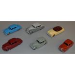 6 unboxed vintage die-cast Dinky models; Triumph, Rolls-Royce Silver Wraith, Rover 75, #172