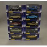 10 boxed 1:43 scale diecast models by Corgi Vanguards which including examples of the Ford Capri,