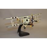 An unboxed Bravo Delta Models Fairey Swordfish biplane model on stand in 1:36 scale. The model comes