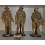 3 unboxed customised Dragon soldier figures in 1:6 scale including two American WW1 1917 soldiers