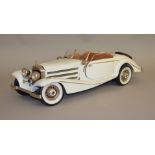 A Pocher Mercedes Benz 540K 1:8 scale model car in white. This beautifully constructed model comes