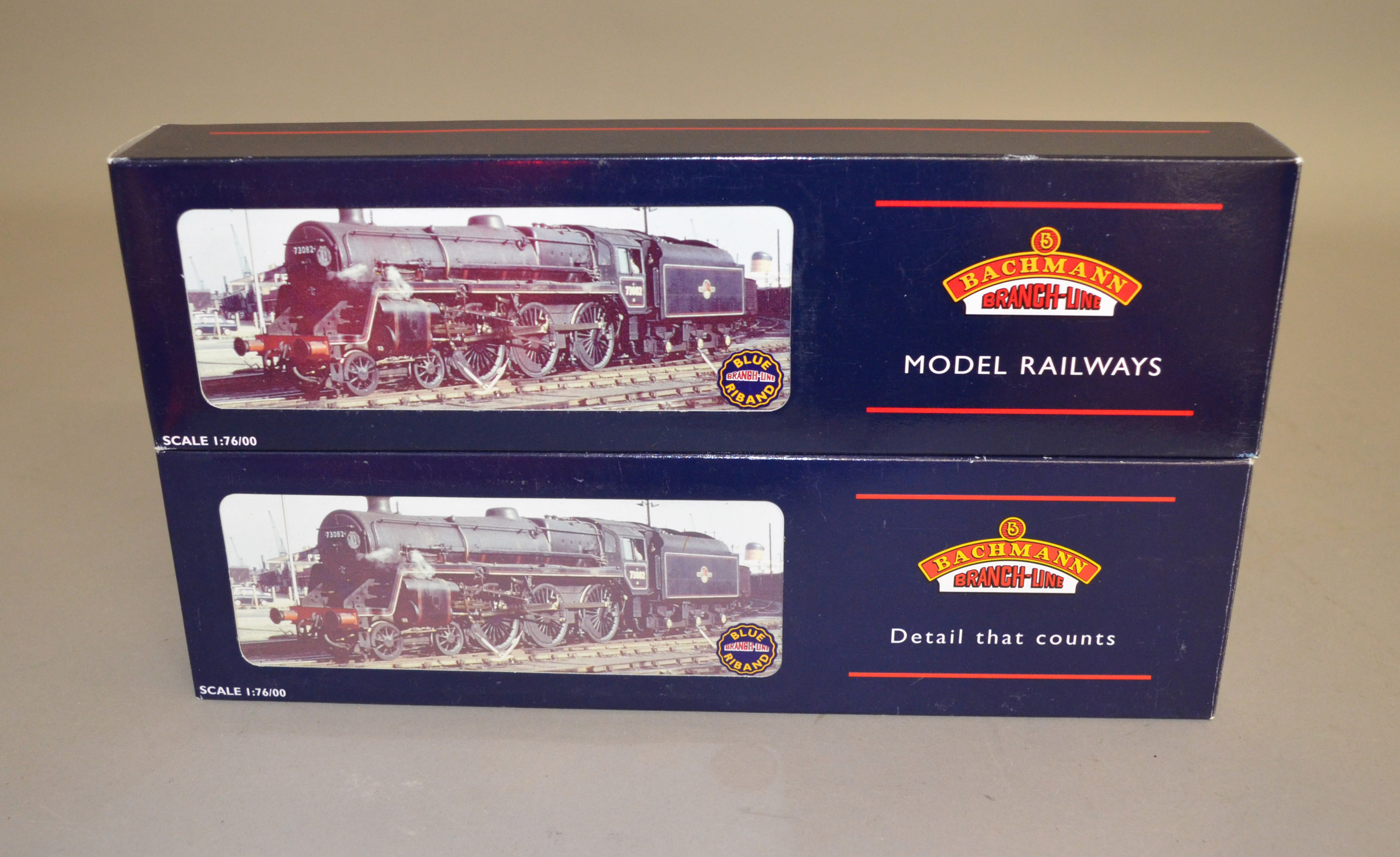 OO Gauge. 2 boxed Bachmann  4-6-0 Standard Class 5MT unlined black Steam Locomotives, 32-505 '73069'