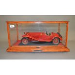 A Pocher Alfa Romeo 8C Monza 1:8 scale model housed in wooden case with acrylic glazed lift off