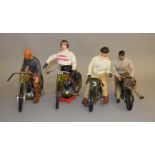Four unboxed 1:6 scale Motorcycle models including two Harley Davidson bikes, Vintage motor brands