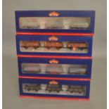 OO Gauge. 4 boxed Bachmann three 'weathered' Wagon sets, two of which, 33-080X and 33-080Y,