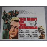 The Night of the Generals original British quad film poster picturing Peter O'Toole and Omar