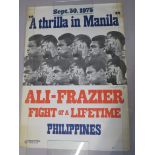 Muhammad Ali 1975 "A Thrilla in Manila" Ali vs Frazier rolled condition original poster printed by