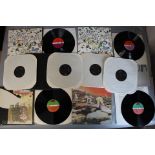 Led Zeppelin LP vinyl records including a demo box set DRGM 505 of 4 LPs from DRGM Enterprises (LZ