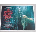 The Return of the Living Dead original British quad film poster picturing the zombie attack and