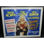 "Some Like it Hot" original British Quad film poster picturing Marilyn Monroe being ably supported