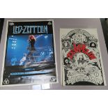 Led Zeppelin Stairway to Heaven poster 33 1/2 x 23 1/2 inches, plus Physical Graffiti Swansong