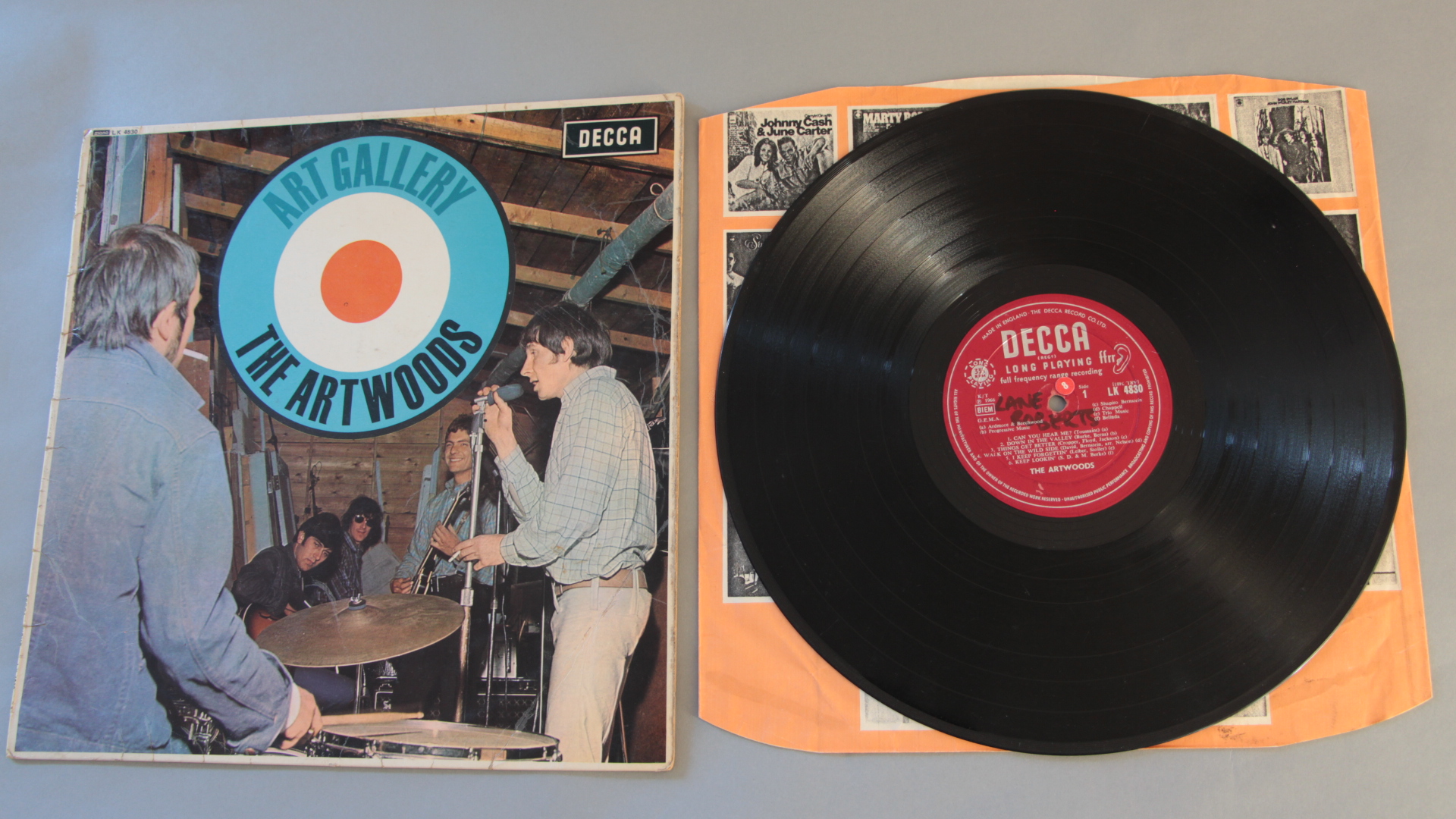 Artwoods Art Gallery 1966 DECCA LK 4830 LP red/ silver label with unboxed Decca and 'FFrr' laminated
