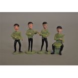 Four Beatles plastic figures, in sea green colour, each measuring about 6 cm. (4)