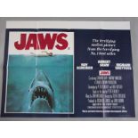 Jaws original 1975 first release British Quad film poster directed by Steven Spielberg and with
