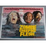 "Zombie Creeping Flesh" X certificate British quad film poster from Miracle films printed by
