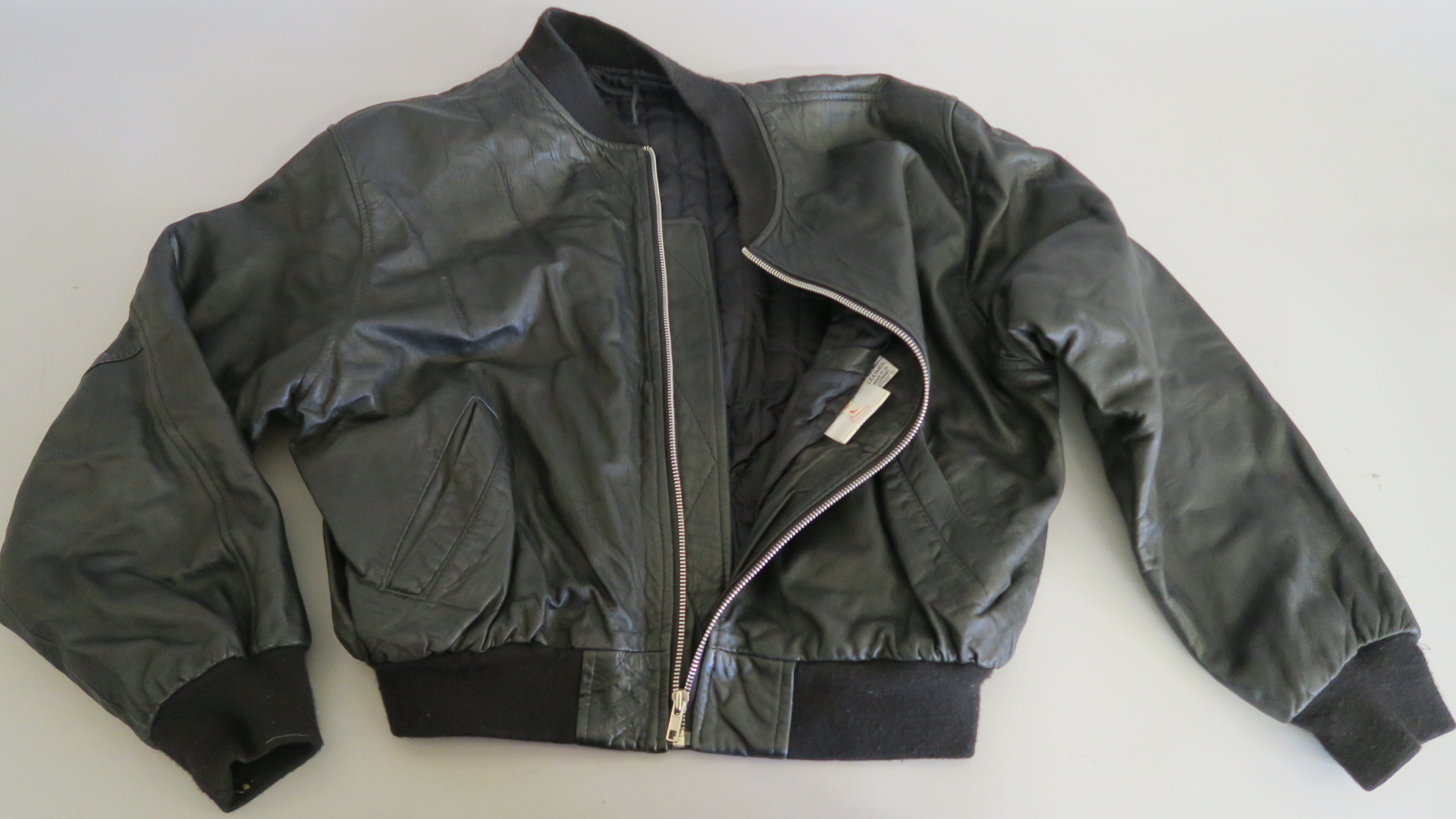 Eurythmics real leather promotional black jacket size large with band name impressed on shoulder and