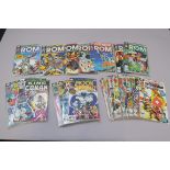 Marvel comics including Moon Knight #1 thru 10 (missing 4 & 8), Rom Spaceknight #1 thru 19, King