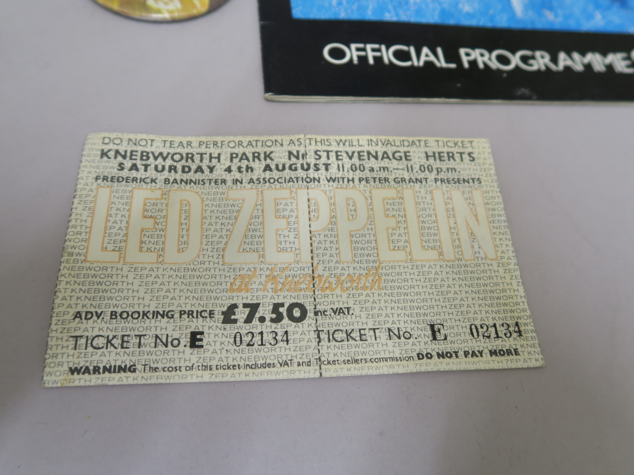 Led Zeppelin unused concert ticket complete with stub for the Knebworth park 1979 concert on 4th - Image 2 of 2