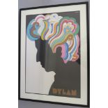 Bob Dylan Milton Glaser 1967 original poster linen backed and framed poster measures 22 x 33