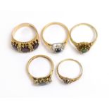Five 9ct H/M CZ set rings, approx gross weight 12.5gms