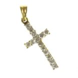 An 18ct H/M diamond set cross, approx total diamond weight 0.75ct, approx 2.9g