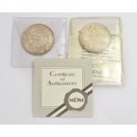 Two silver Rupees 1840 & 1901 with certificate of authenticity
